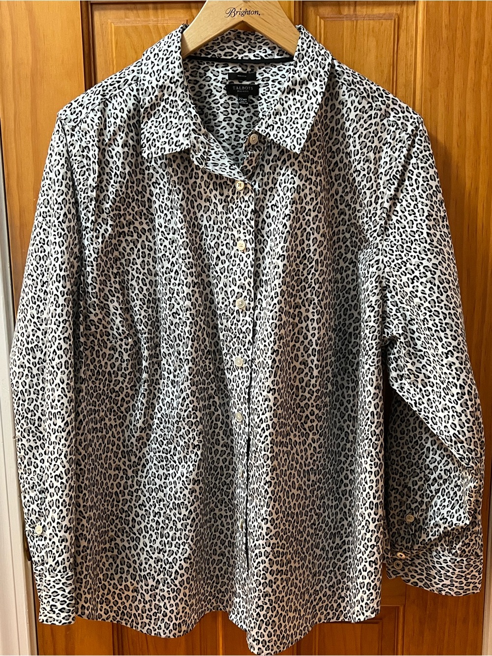 Talbots Leopard Print Button-Down Shirt - Black & White